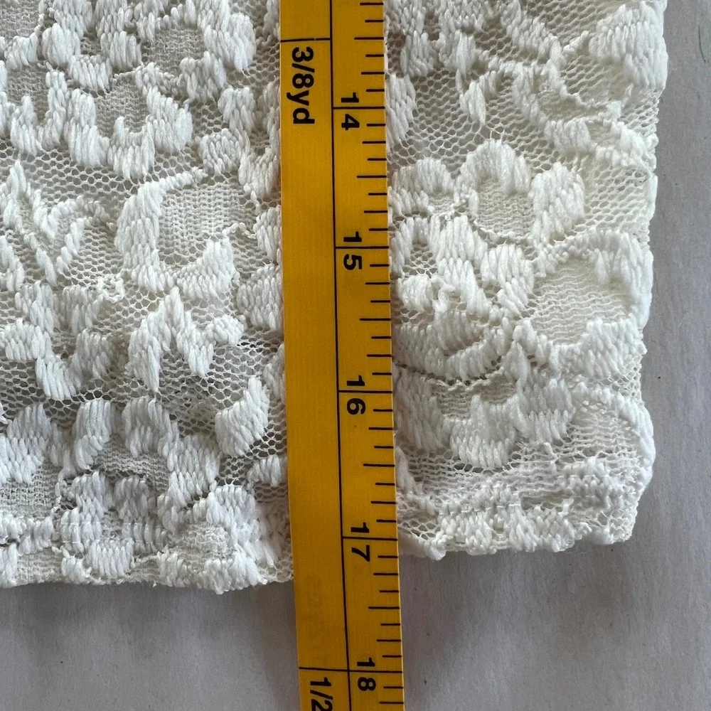 VTG Abercrombie & Fitch Y2K Lace Lg Sleeve Cream Top Criss‎ Cross Back Crop Sz M